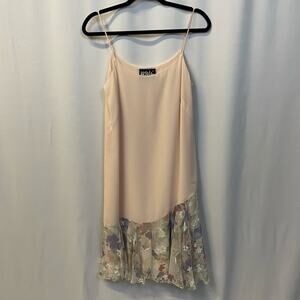 Ursala of Switzerland Pink Pastel Floral Ruffle Bottom Dress Vintage VTG 80s 6